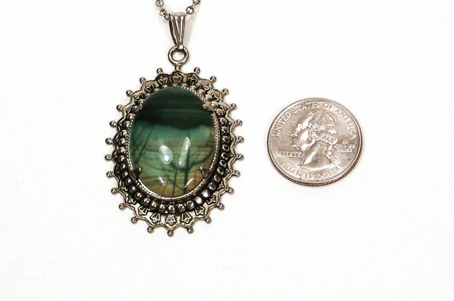 1960's Moss Green Art Glass Necklace