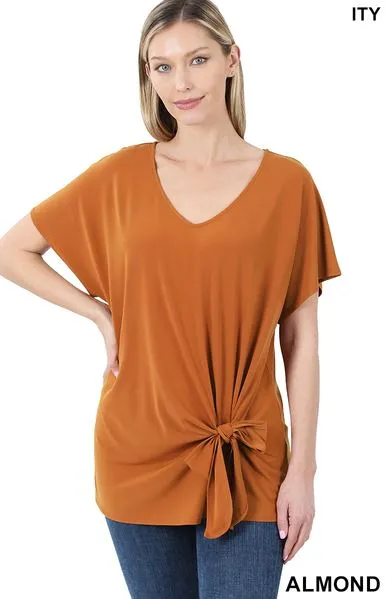 Almond Front Tie Top - Plus
