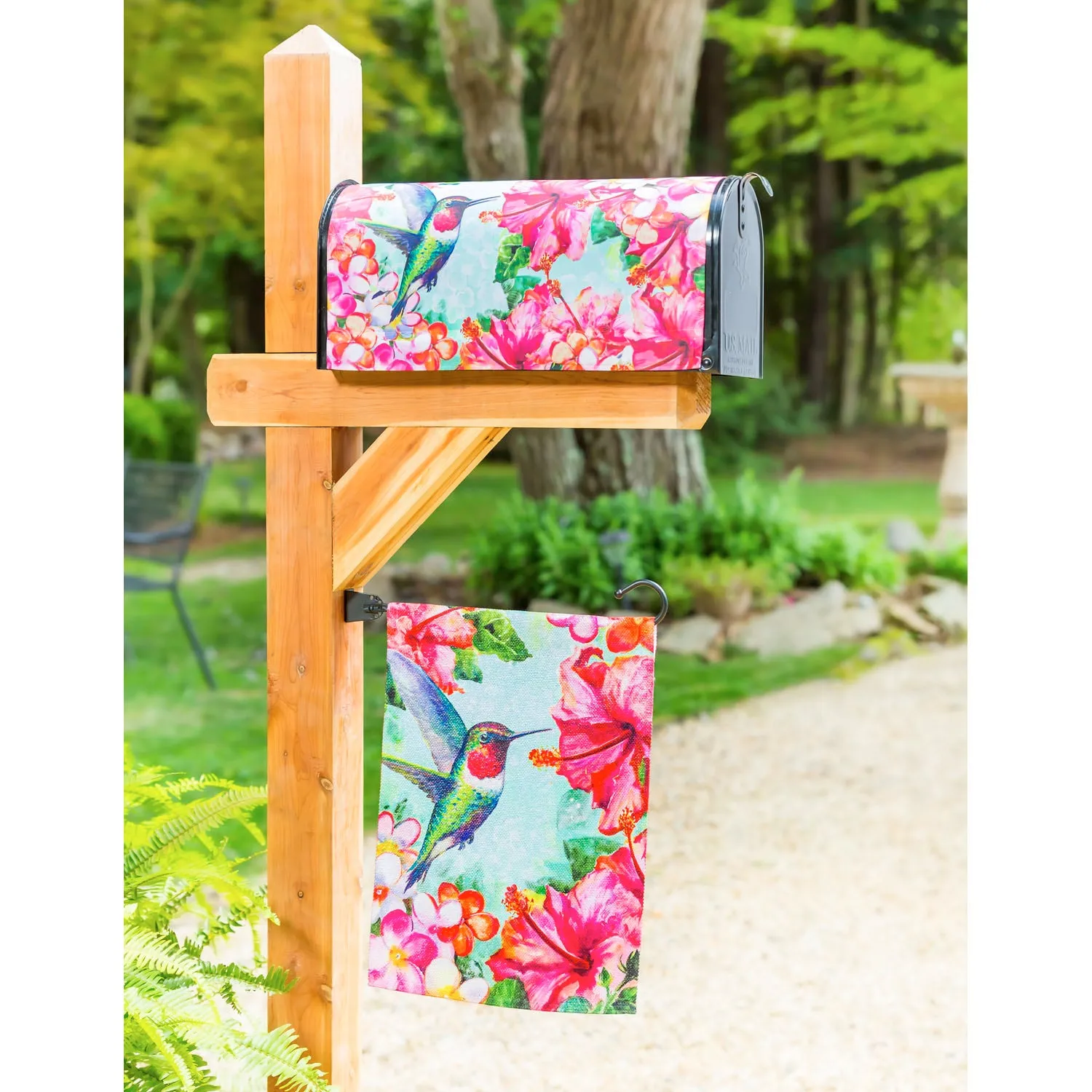 Hummingbird and Hibiscus Garden Textured Suede Flag,14es9152