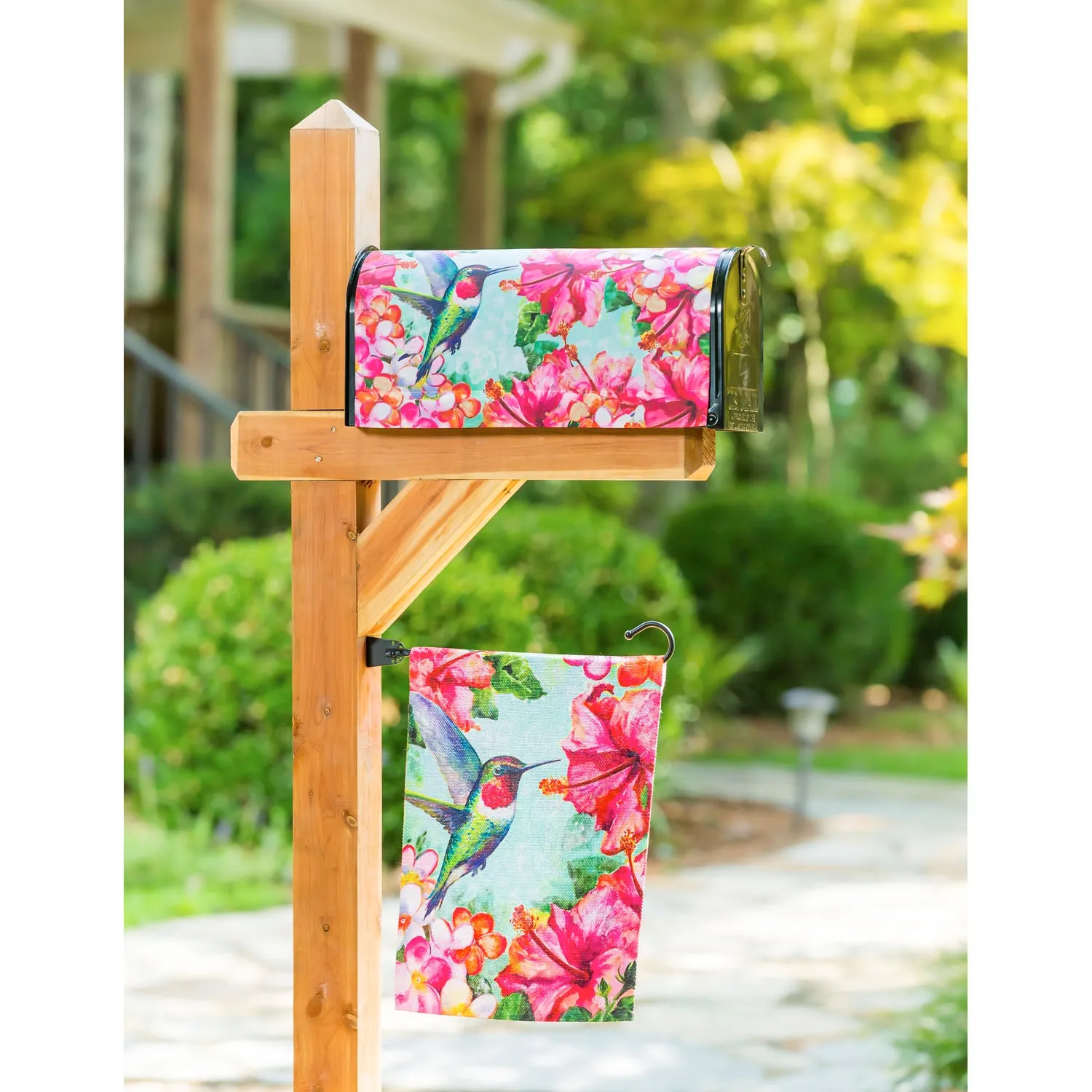 Hummingbird and Hibiscus Garden Textured Suede Flag,14es9152