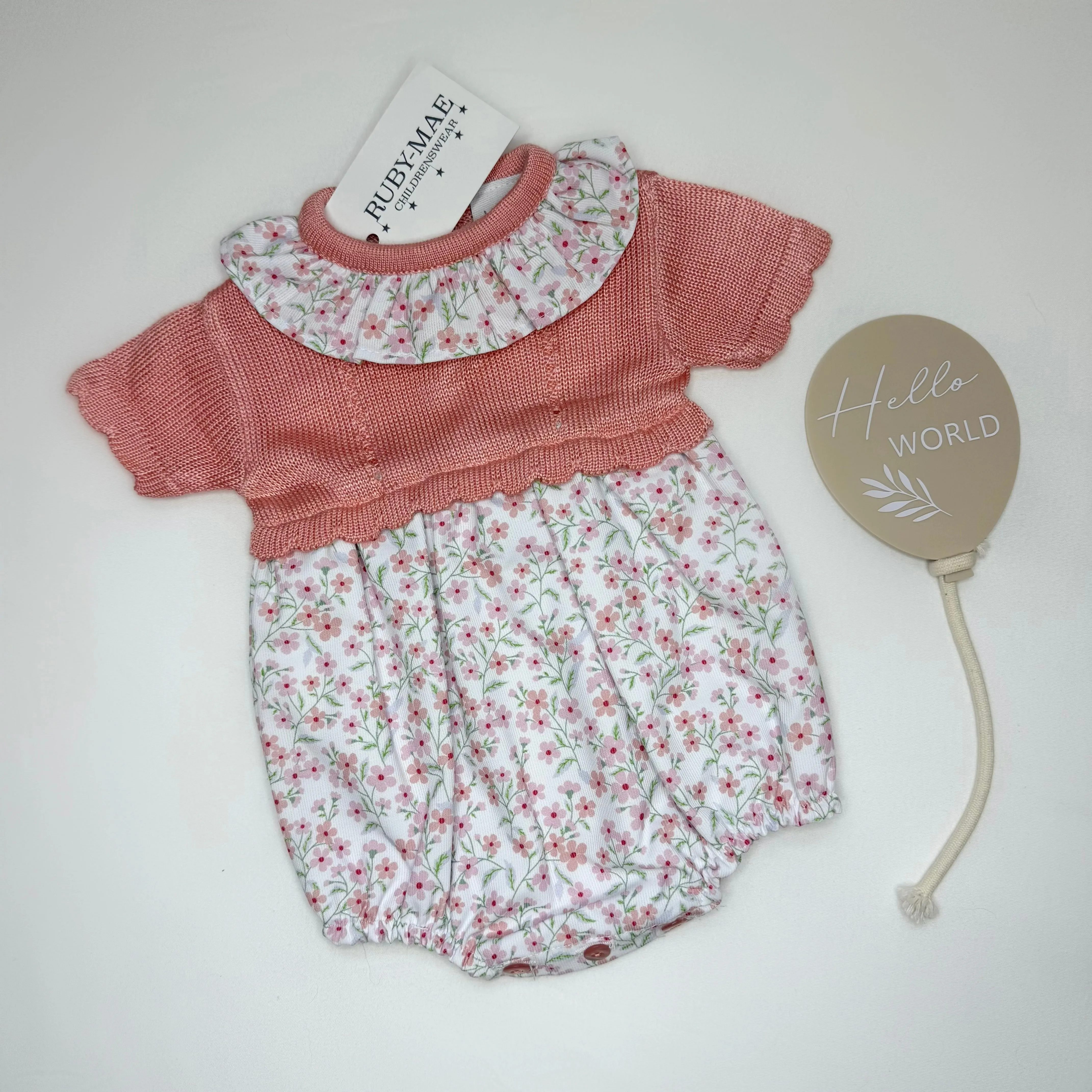 Peach Floral Romper - Freya
