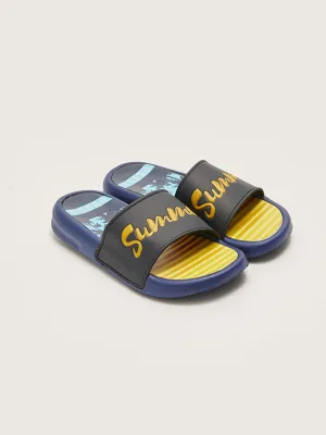 Printed Single Striped Boy's Slippers