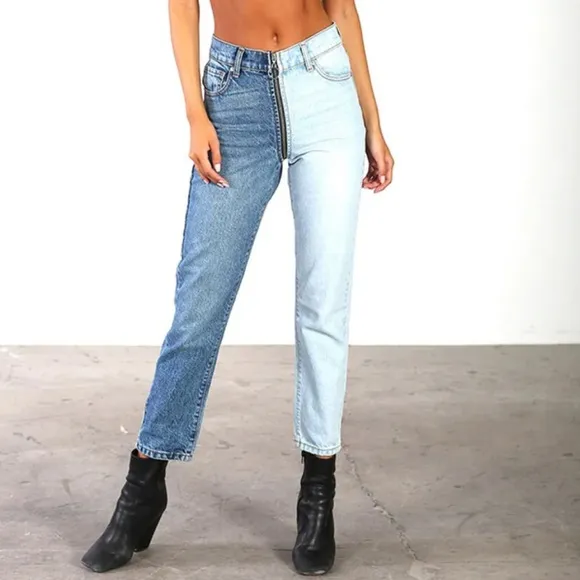 REVICE- Yin Yang Two Tone Rigid Demin Jeans