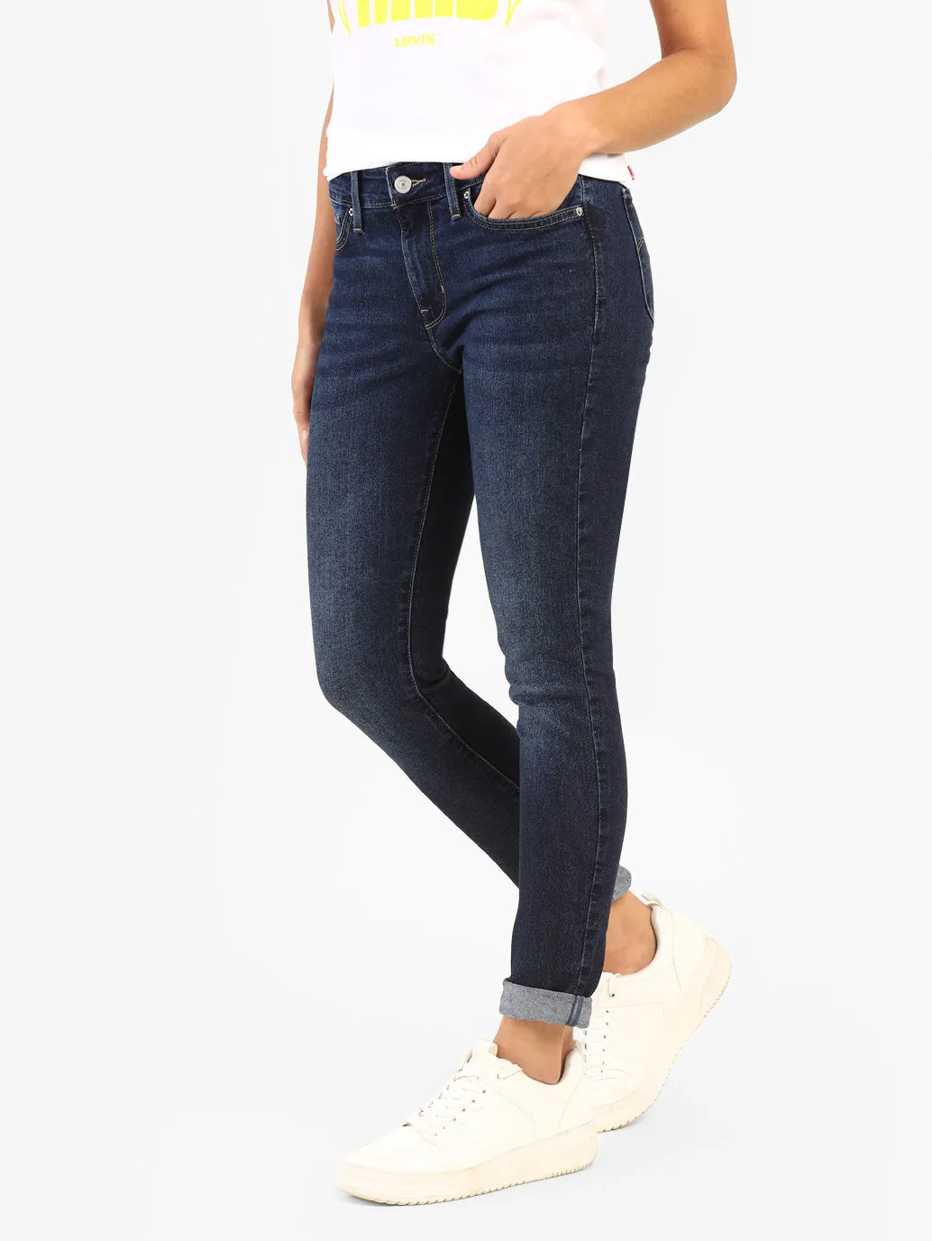 Women's 710 Blue Super Skinny Fit Mid Rise Jeans