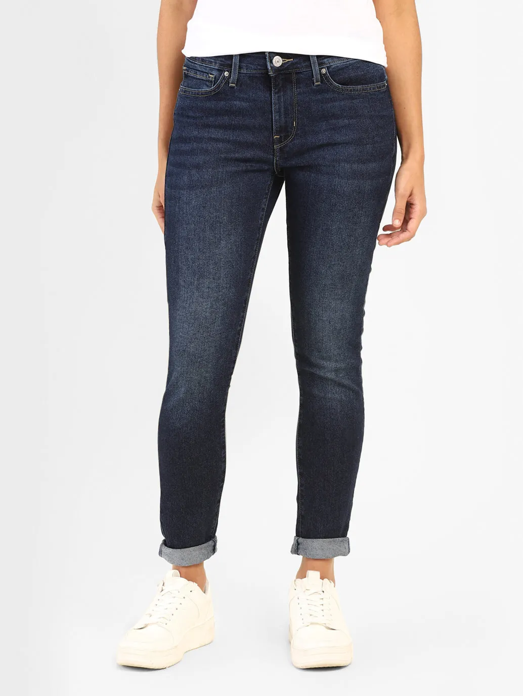 Women's 710 Blue Super Skinny Fit Mid Rise Jeans