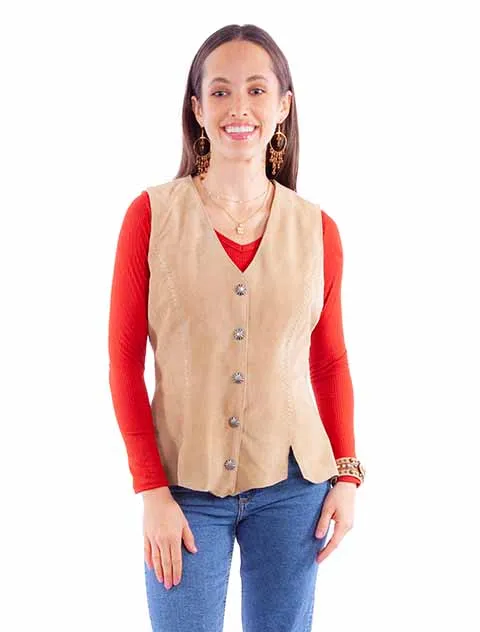 Women's Leather Jacket Suede Collection: Scully Suede Snap Front Vest