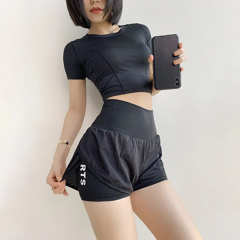Women's Shorts Quick Drying Slim Fit High Waist Shorts Breathable Workout Fitness